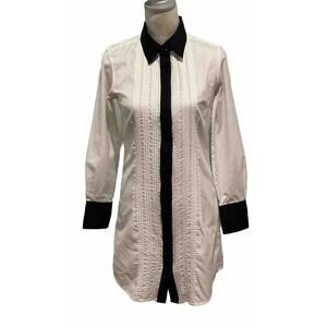 BEN SHERMAN sz S 100% Cotton Black & White Tuxedo Long Sleeve Collar Cuff Dress